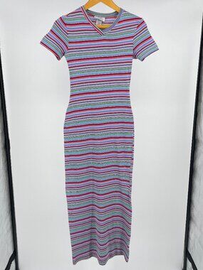 Cirana Vintage 90s Striped Cotton Maxi T-Shirt Dress Size Small